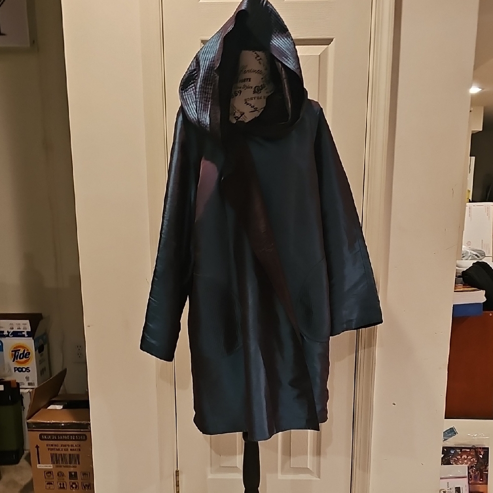 Blue and Purple Hooded Coat